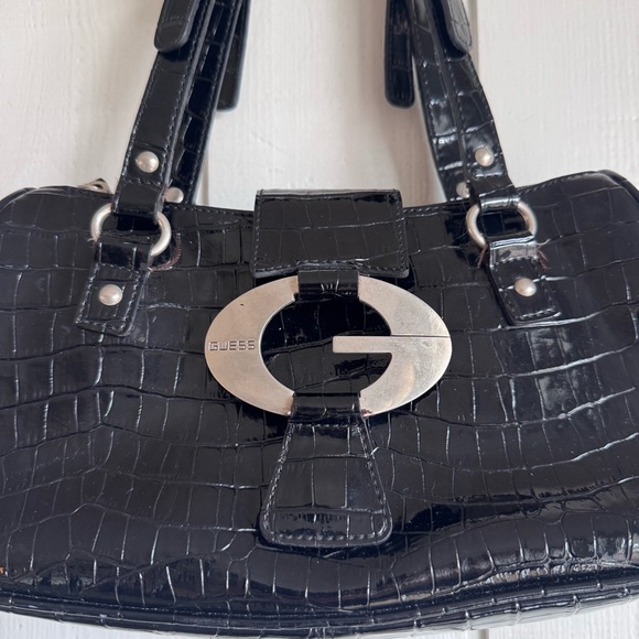 Guess Y2K Black Croc Embossed Shoulder Bag - Picture 4 of 6